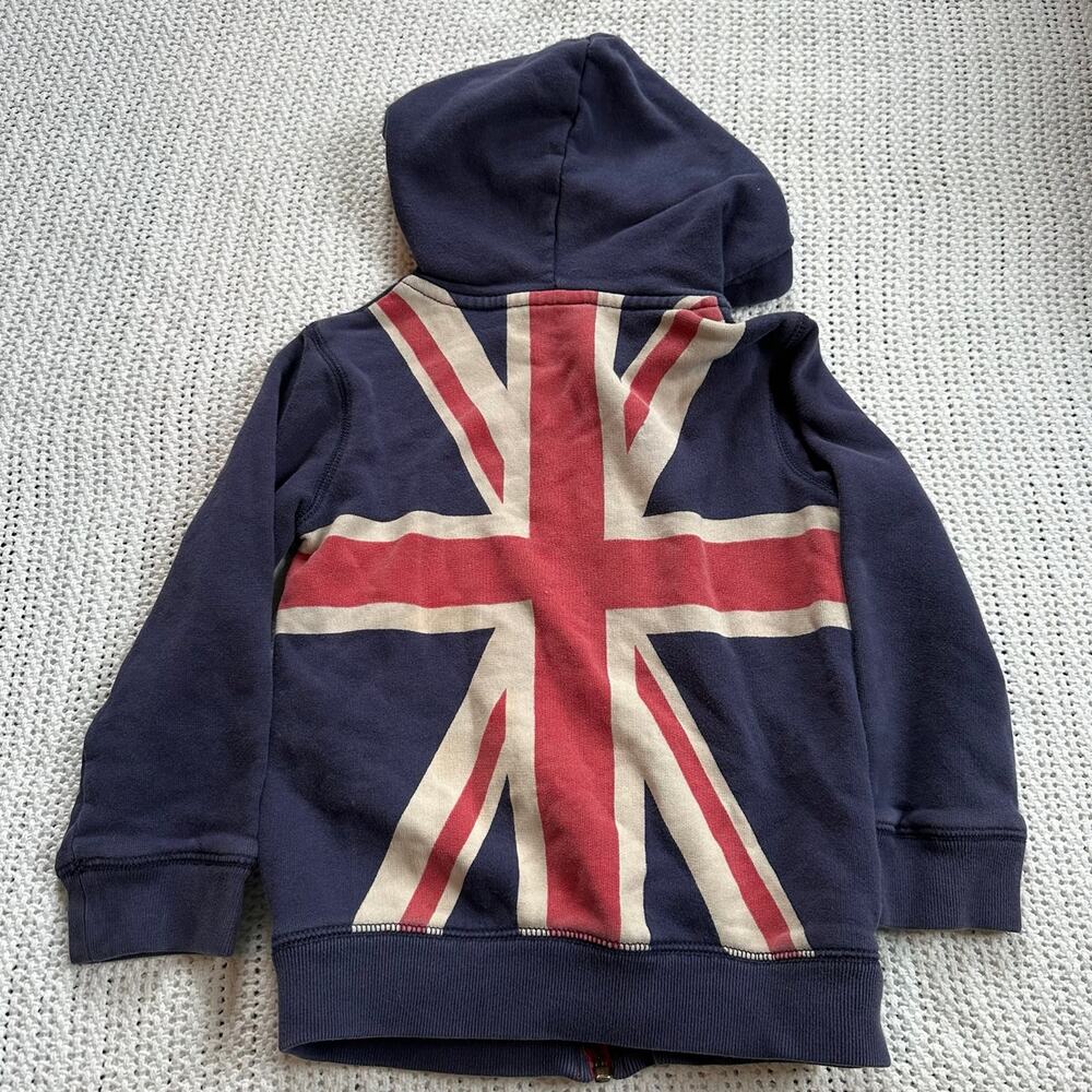 Mini Boden British Union Flag Blue Hooded Sweatshirt 3-4